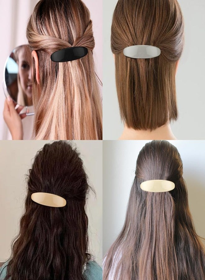 Ahoney 4Pcs Barrettes and Clips: 3.3" Flat Banana Pins for Women's Thin Hair Styling and Accessories - Image 2